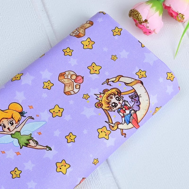 Sewing Textiles - Sailor Moon Stars Cartoon Girls 100
