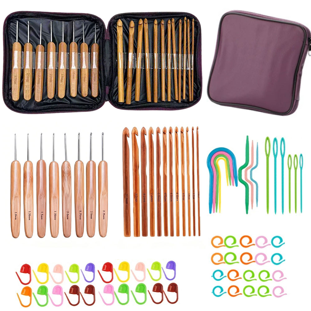 Sewing Kit - Set di 74 uncinetti in bambù