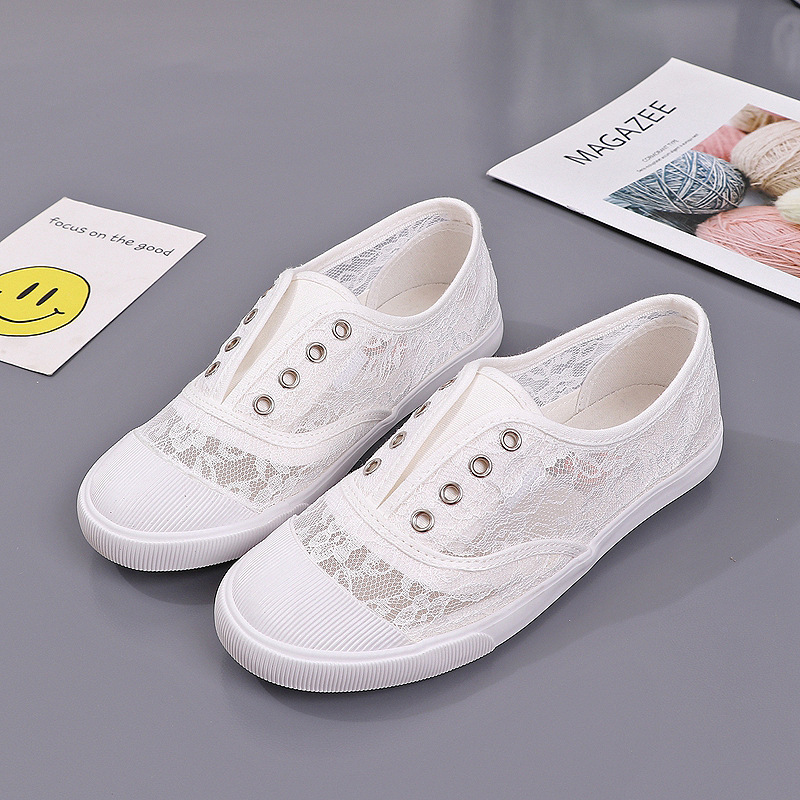 Sewing Garment - Scarpe di tela bianche in pizzo