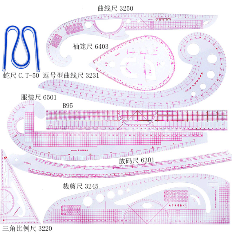 Textile Sewing Patterns - 5/6/9 pz Set Sarto Misura Righello