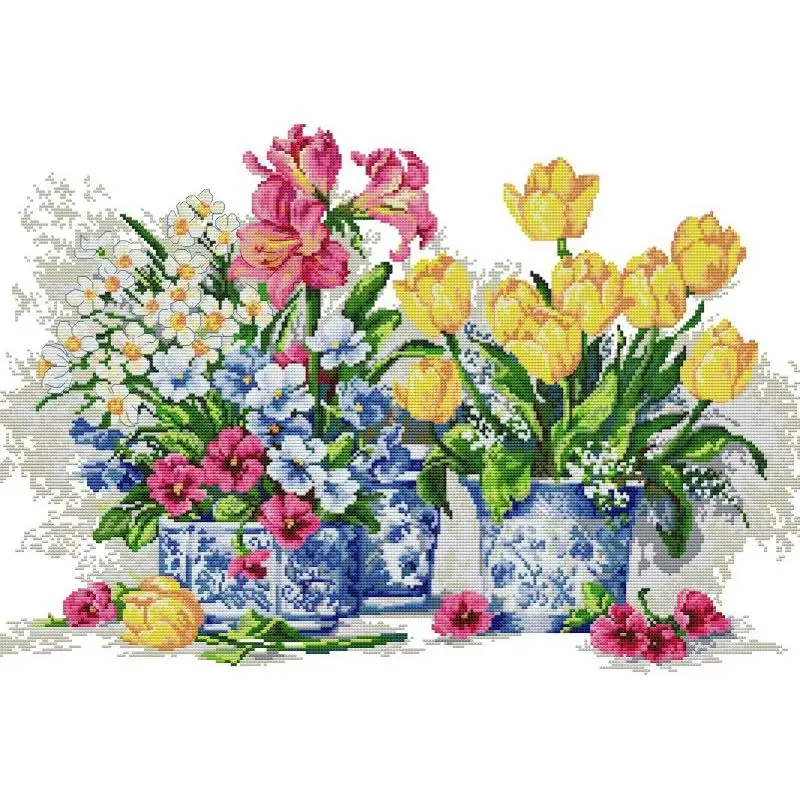 Textile Sewing Patterns - Fiori in vaso NKF Contati Punto